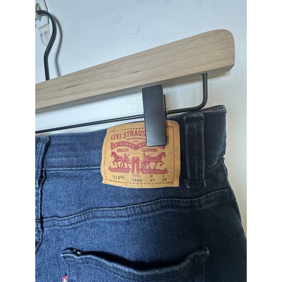 Levi's 514 Straight Stretch Boy Jeans Size 14 Reg 27x29 Flex Fit Dark Wash - Picture 4 of 5